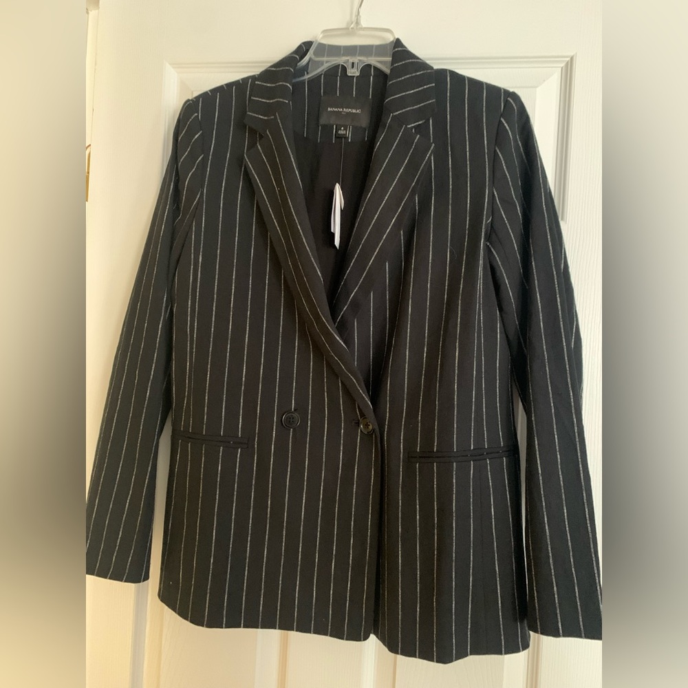 Linen blend double breasted blazer NWT size 8